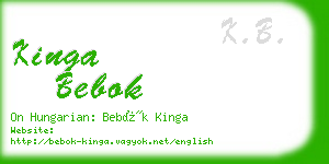 kinga bebok business card